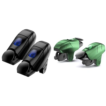 

2 Set Mobile Game Controller Gamepad L1R1 Trigger Aim Button Shooter Joystick for Pubg-Black & Green