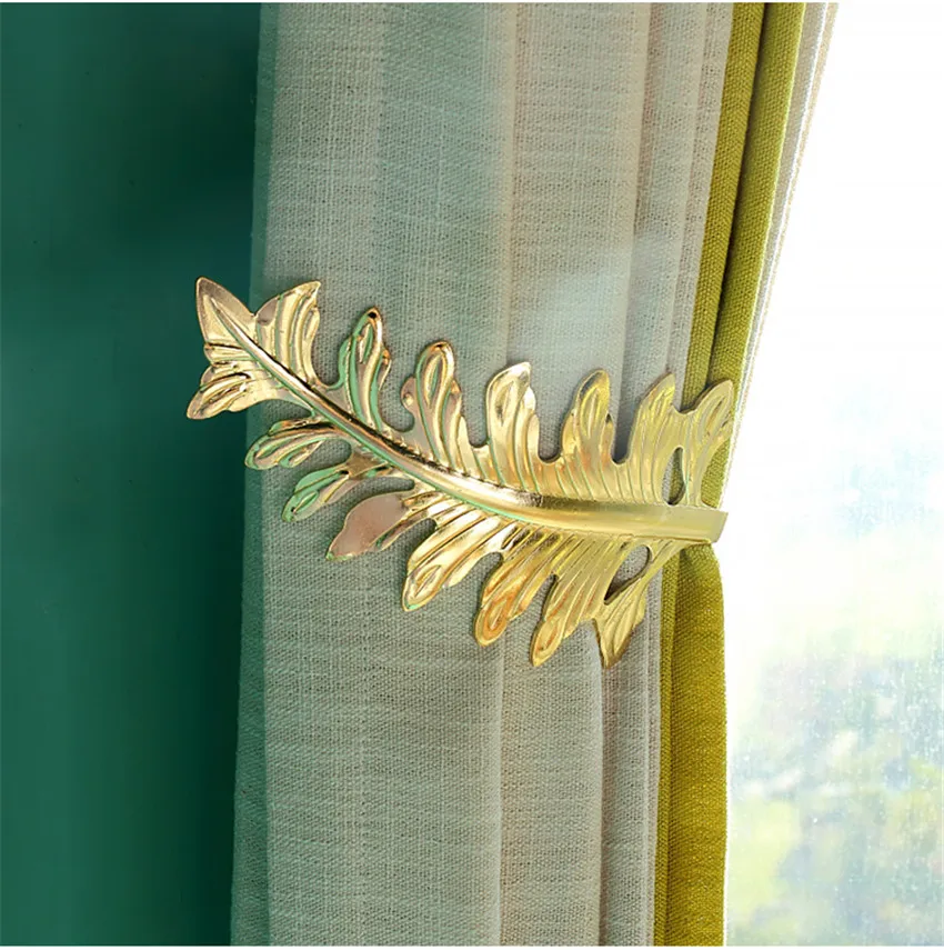 1 Pair Leaves U Shape Curtain Hooks Wall Tiebacks Tassel Brush Holder Hanger Coat Hat Hook Curtain Accessories Holdback Tie Back