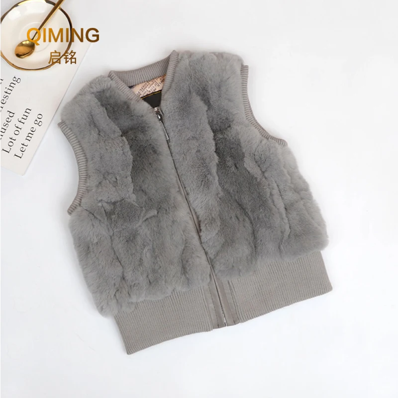 Autunno inverno gilet di pelliccia donna cappotto di pelliccia donna gilet bambini breve pelliccia di coniglio Rex donna top e camicette ragazzi ragazze genitore-figlio