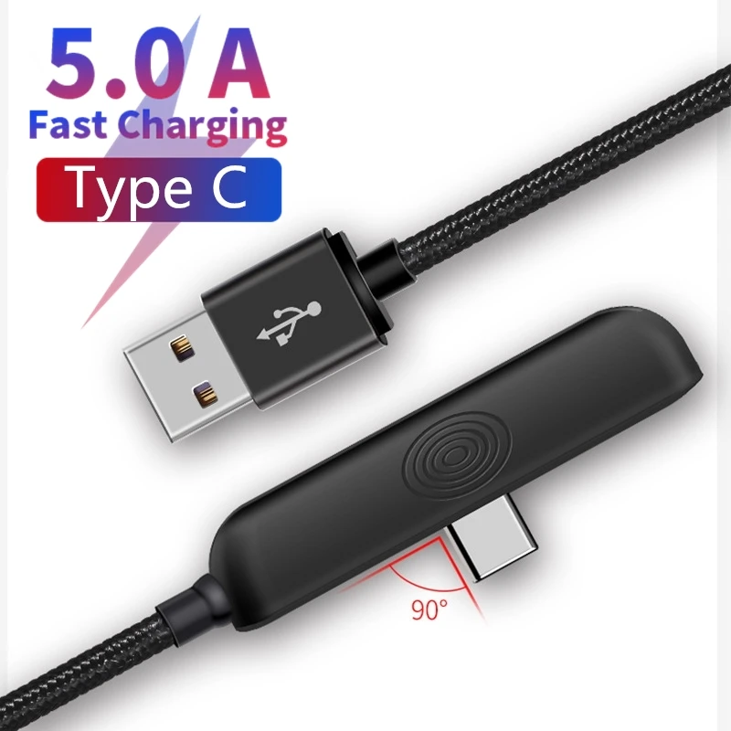 

90 Degree 5A USB Type C Cable Fast Charging Data Type-C USB Charger For Huawei Mate 20 Pro P30 P20 Phone Supercharge Cable