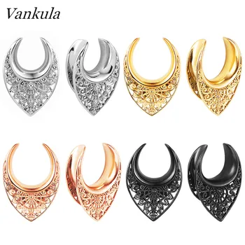 

Vankula 2PCS Fashion Ear Tunnel Plug Heart earrings Piercing Ear Gauges Expander with zircone