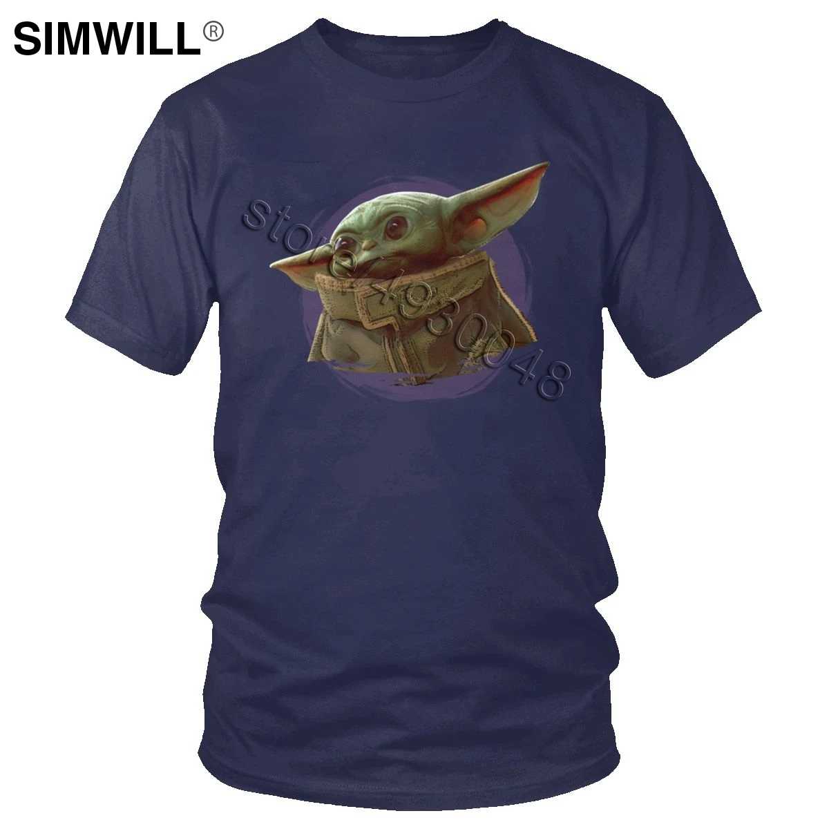 Kawaii ребенок футболка Yoda Для мужчин хлопковая толстовка с принтом «Звездные войны», футболка с короткими рукавами летняя футболка для мальчиков красивый фильм футболка стандартного кроя Топы в подарок - Цвет: Тёмно-синий