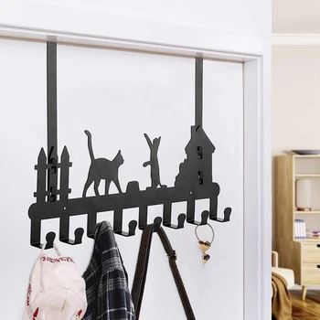

2 Pcs Storage Rack with Door Hook, Cute Cat Design, Double Door or Wall, Perfect for Hanging Coats, Hats, Clothes,Etc