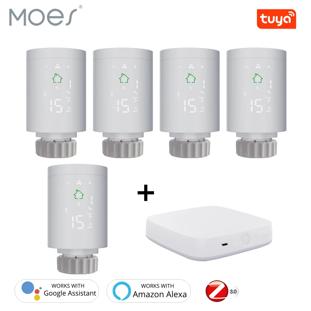 Tuya ZigBee3.0 Smart Radiator Actuator Programmable Thermostatic Radiator Valve Temperature Controller Voice Control via Alexa