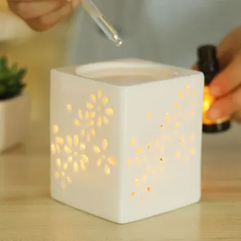 

Ceramic cube whtie Incense Burners hollowed out fragrance lamp Home Decoration diffuser candle aroma furnace essential oil lamp