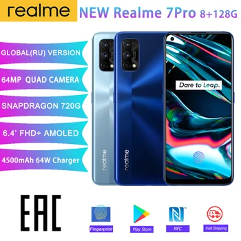 

realme 7 Pro Global Version 6.4'' 8G 128GB 64MP Quad Camera 4500mAh Snapdragon 720G 65W SuperDart Charge Super AMOLED Fullscreen