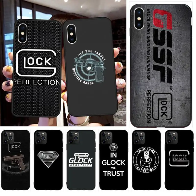 Чехол CUTEWANAN Glock Handgun черный мягкий чехол для телефона iPhone 11 pro XS MAX 8 7 6 6S Plus X 5S SE 2020 XR |