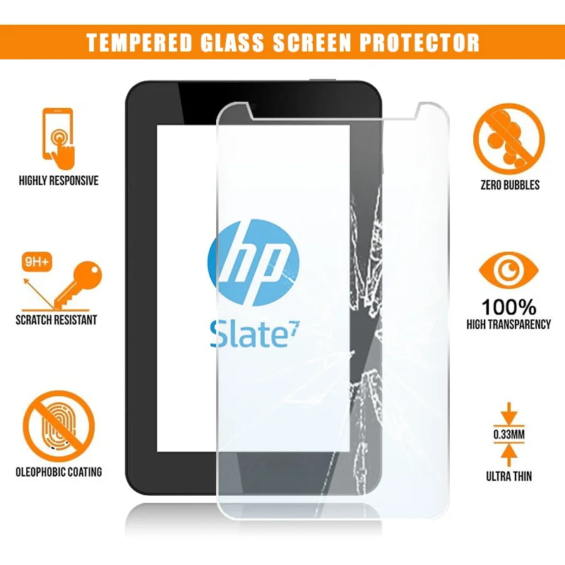 

Screen Protector for HP Slate 7 Tablet Tempered Glass 9H Premium Scratch Resistant Anti-fingerprint HD Clear Film Cover