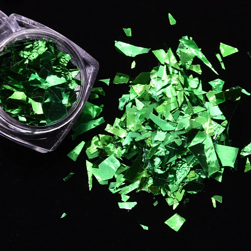 Green Блестки для нейл Арта(искусство украшения ногтей) для 3D нейл-арта украшения 10 г/упак. неровные Оболочки Бумаги блесток DIY ногтей Flakies Красочные Блестки - Цвет: Green