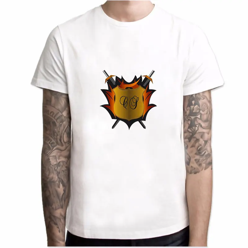 

MOUNTSHARP Funny Tshirt Men Medieval Blazon Print Streetwear Short Sleeve O-Neck Casual Cotton Polyester Knitted Sweatshirt