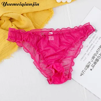 

Colorful Sexy Mesh Ruffles Ladies Panties Transparent Briefs High Quality Comfortable Fit skin Sexy Super Summer Thin Underwear