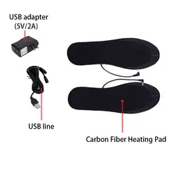 Черные гетры для ног USB из углеродного волокна многоразовые удобные, можно резать Электрический Подогрев грязепроницаемые зимние стельки