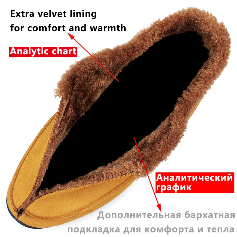KATESEN/Зимняя Теплая мужская обувь; Лоферы ручной работы; замшевые Модные Повседневные туфли на плоской подошве; бархатная Мужская обувь для вождения; большие размеры
