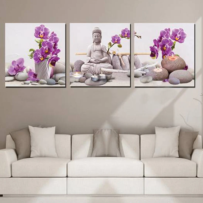 Beste Drieluik bloem Boeddha Mozaïek Handwerken Diamant schilderij muur sticker hars diy diamant borduurwerk vierkante boor vol strass