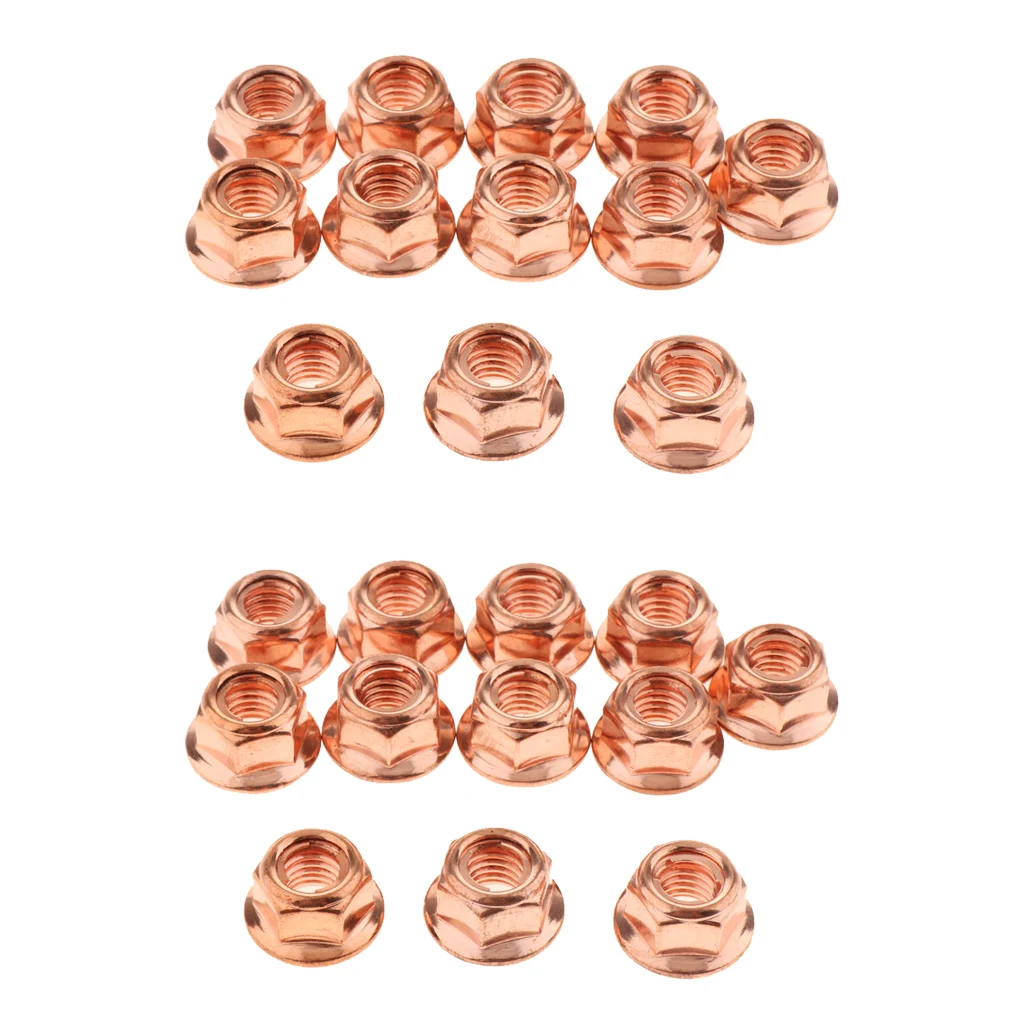 24x Copper Nuts BMW E30 Exhaust Manifold Pipe Head Nuts Stud M8 Flange Copper exhaust gasket