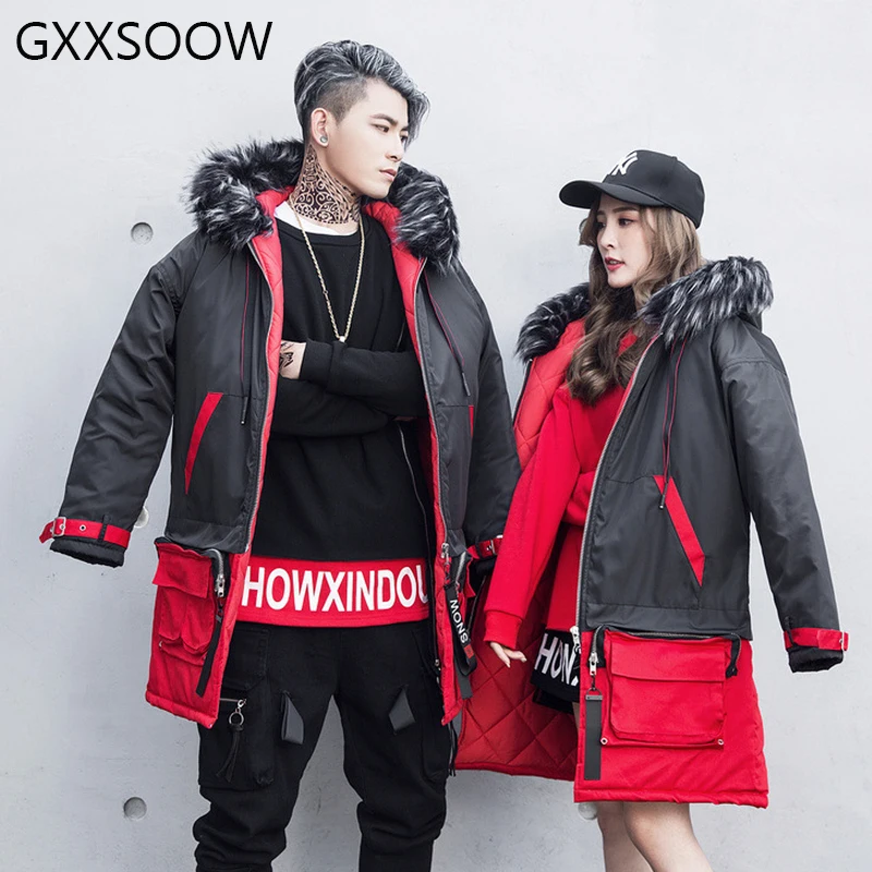 Parkas Jackets Men Casual Hip Hop Streetwear Thick Long Coats Fashion Parka Male Jacket Winter Clothes Men US SIZE GM230