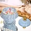 Blue Relief Glass Storage Jars and Lids Dressing Table Jewelry Boxes  Cosmetic Jar Desk Decor Multiple Styles Crystal Candy Pots 3