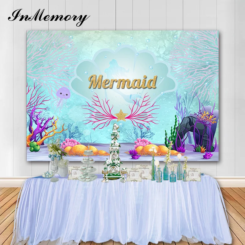InMemory Виниловый фон для вечерние съемки с изображением русалки подводного