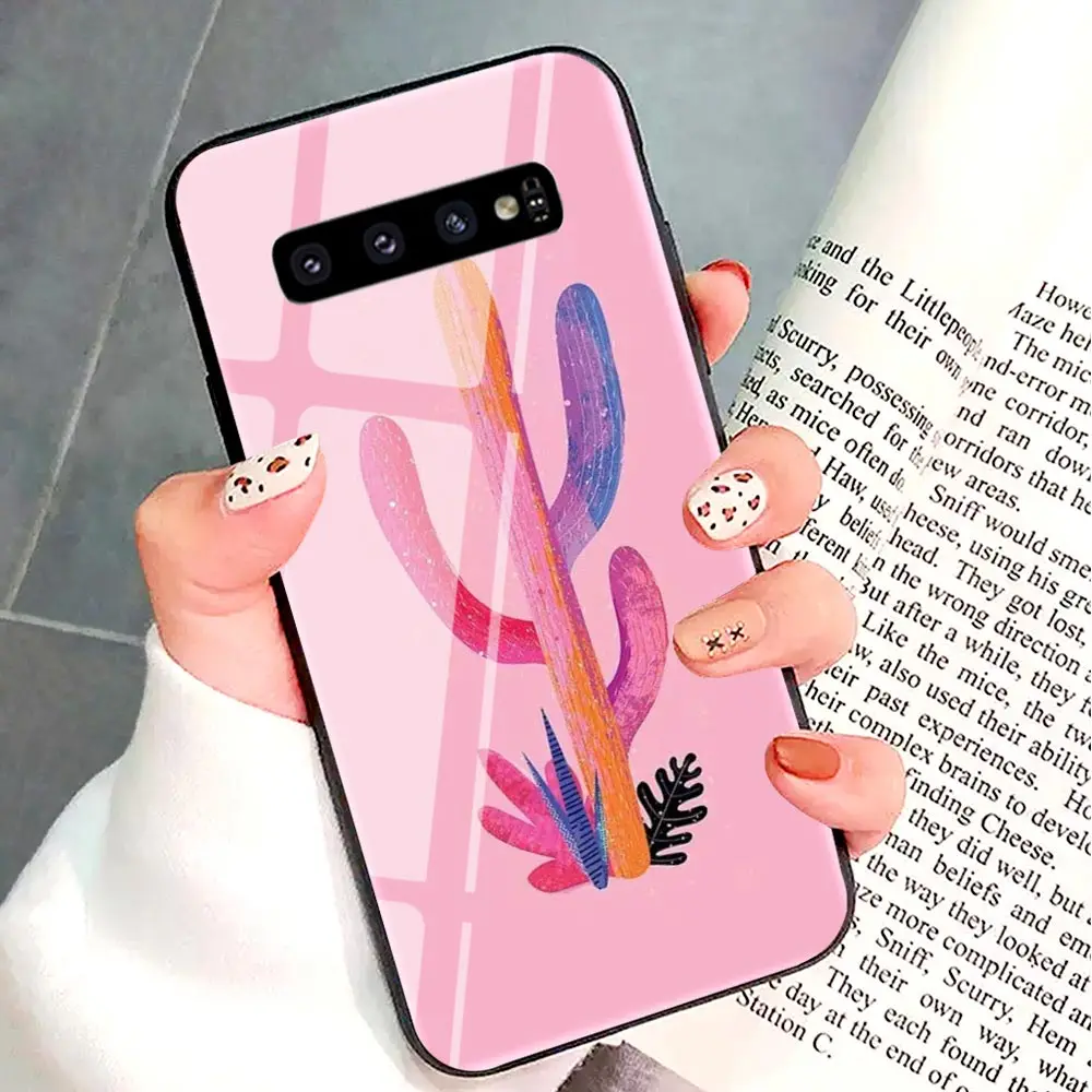 Роскошный стеклянный чехол для samsung galaxy note 8 s10 с изображением кактуса|Бамперы| |