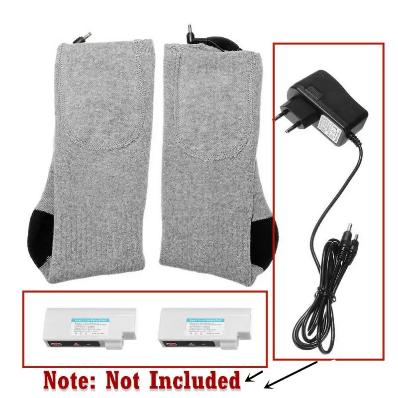 1 пара, носки с электрическим подогревом, теплые зимние носки, 3,7 V USB, теплые длинные хлопковые носки для холодной ноги, для занятий спортом на открытом воздухе