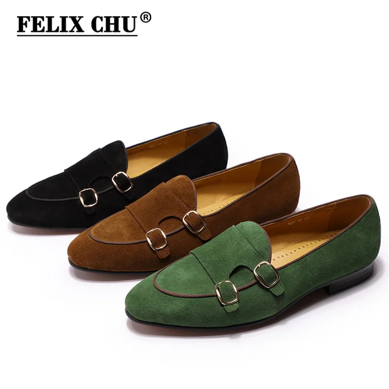  FELIX CHU hommes mocassins en daim messieurs mariage fête décontracté sans lacet chaussures noir ma