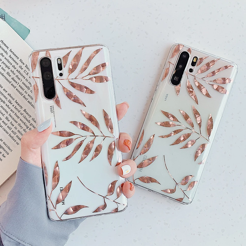 Позолоченные ювелирные изделия в линии лист телефонный чехол для Huawei P30 P20 Lite Mate 20