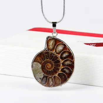 

1PC Fashion natural shell ammonite pendant reflective rock gemstones conch decoration meditation trend jewelry pendant DIY gift