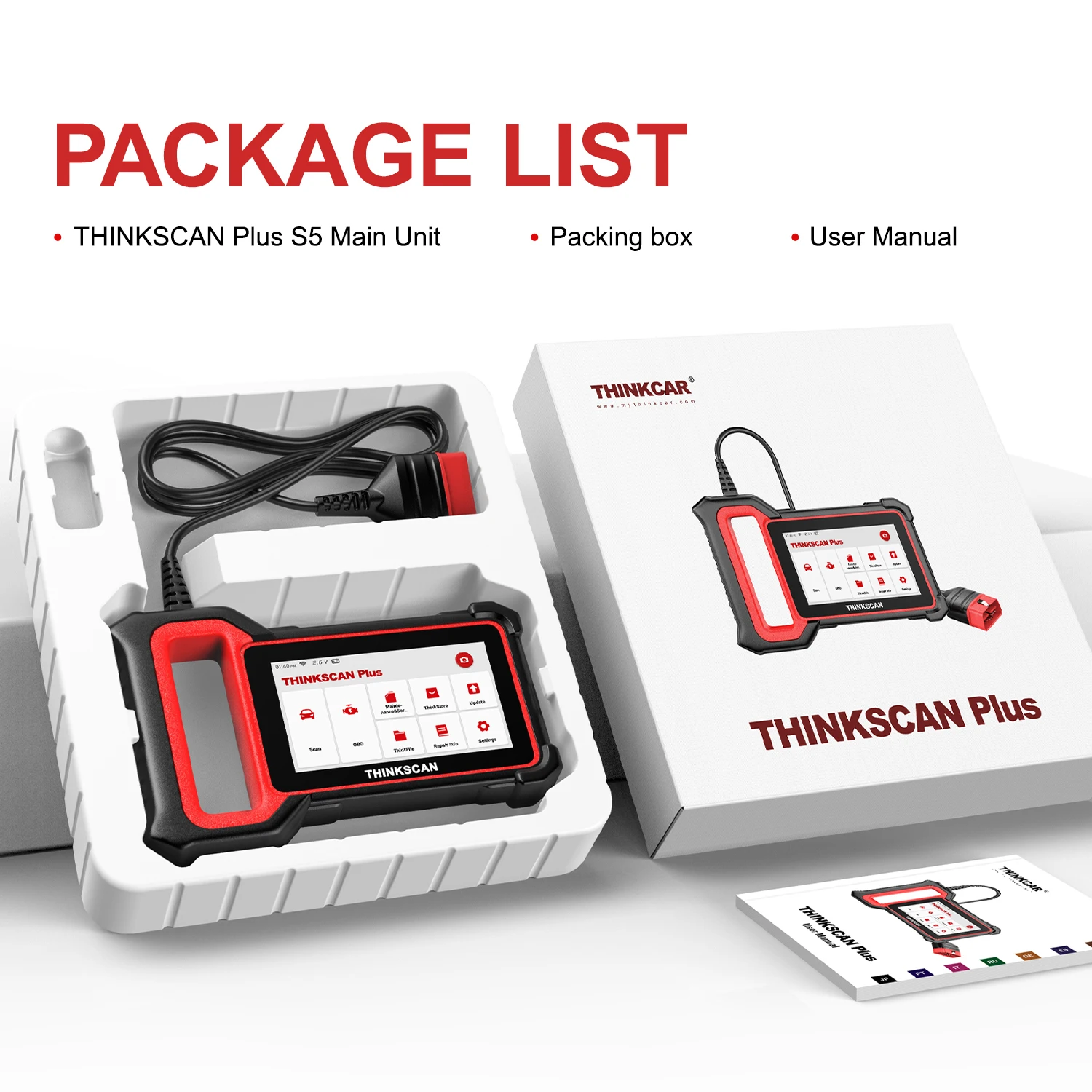 Thinkcar Thinkscan Plus S5 OBD2 Scanner Professional Engine ABS TCM ECM Code Reader Live Data OBD2 Automotive Scanner pk crp123e auto battery charger Code Readers & Scanning Tools