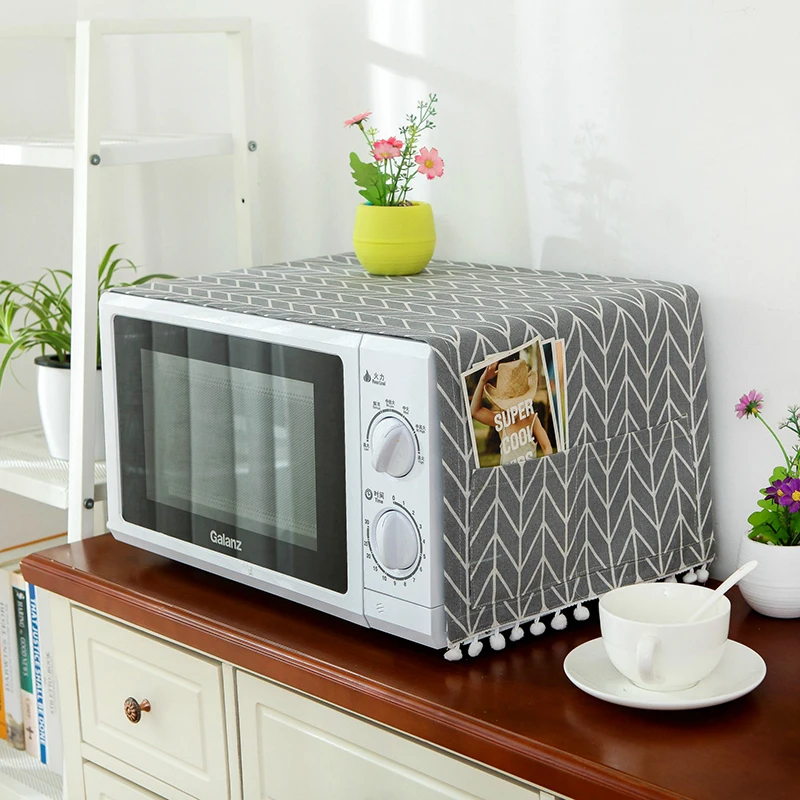 

Microwave Cover For Home Kitchen Oven Dust Proof Cover Cotton Linen Electric Oven Protection Cover Towel Kitchen Accessories