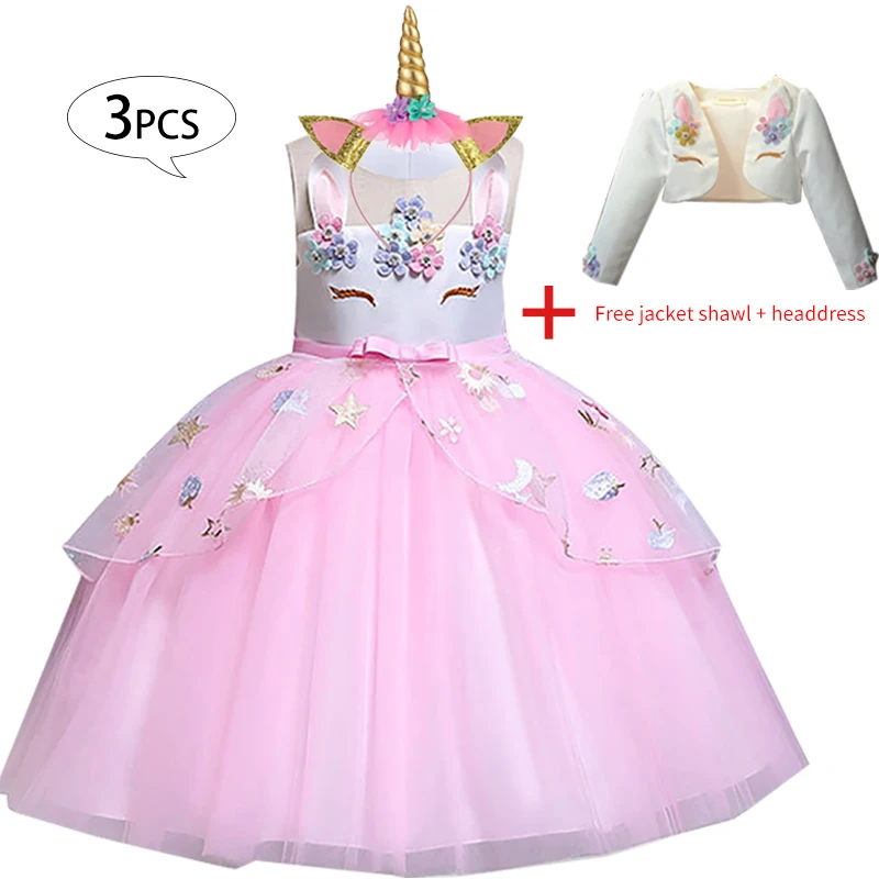Baby-Girls-Unicorn-Dress-Kids-Dresses-For-Girls-Costume-Elegant-Birthday-Party-Princess-Dress-3pcs-Christmas