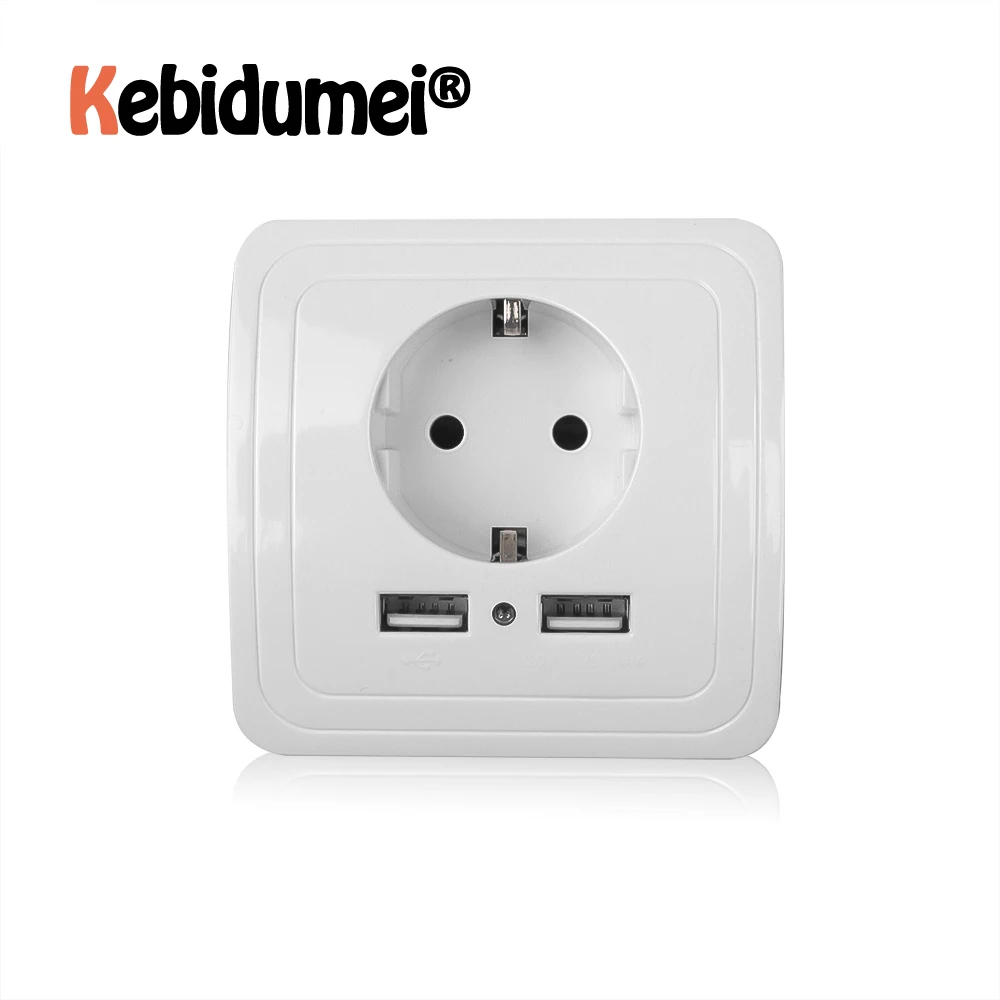 Штепсельная розетка с двойным USB портом штепсельная вилка европейского