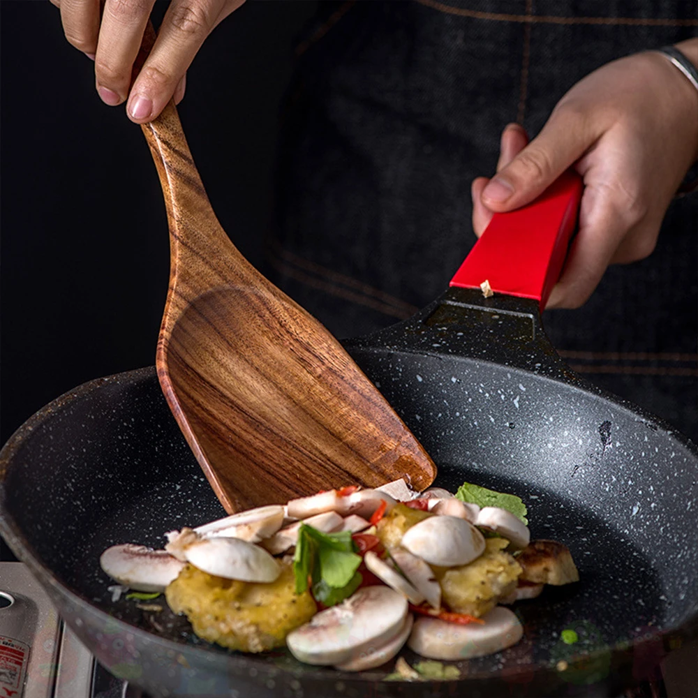 Teak Natural Wood Cookware Kitchen Utensils Cooking Tools Sets Tableware Kitchenware Dinnerware Spoon Shovel Colander Wooden Kit