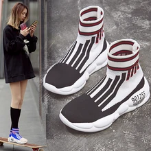 Новые носки, кроссовки, женская обувь, удобная мягкая подошва, высокие эластичные ботинки для отдыха, женская уличная дышащая повседневная обувь