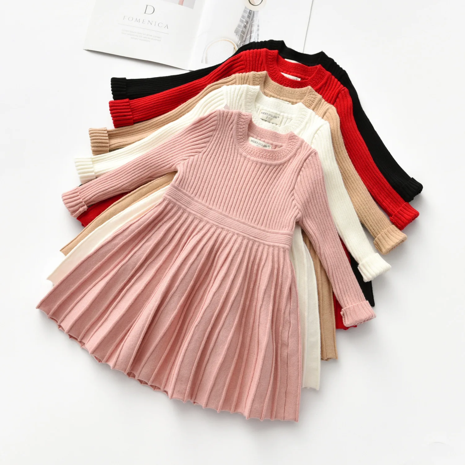 

2-6Y Girls Dress Sweater Long Sleeve Sweater Dress Warm Clothes Toddler Girl Toddler Knitted Sweaters Dresses Christmas Clothes