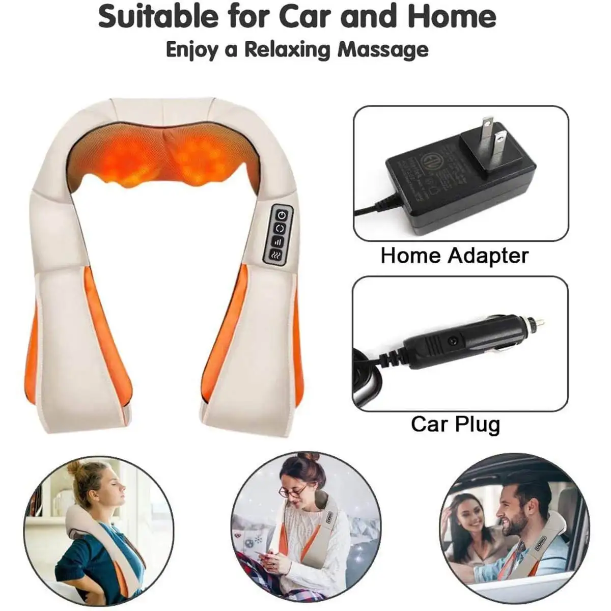 Multifunction U Shape Electrical Shiatsu Back Neck Shoulder Body Massager Infrared Heated 4D Kneading Car Home Massagem