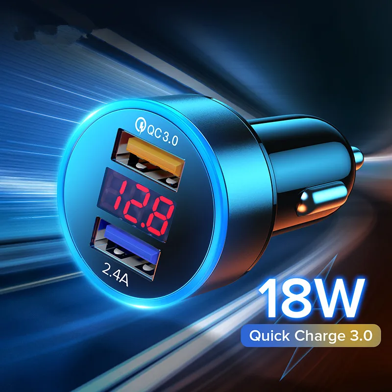 Автомобильное зарядное устройство с двумя USB-портами быстрая зарядка 3 1 А QC 0