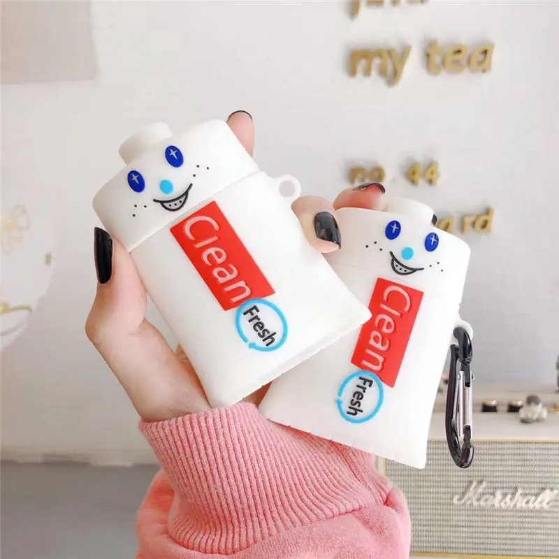 

3D Fun Toothpaste Silicone Earphone Case For Airpods 1 2 Cover Wireless Bluetooth Headset Cases Airpods Box Cover Coque