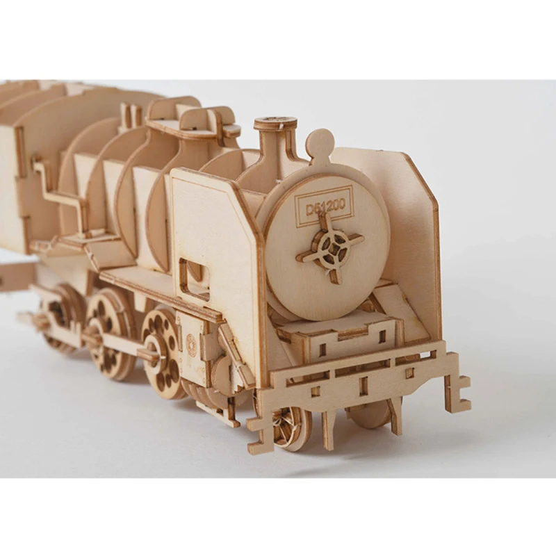 DIY 3D деревянная головоломка паровой поезд модель Заводной механизм привод локомотив деревянная Сборная модель Строительный набор игрушки для детей и взрослых