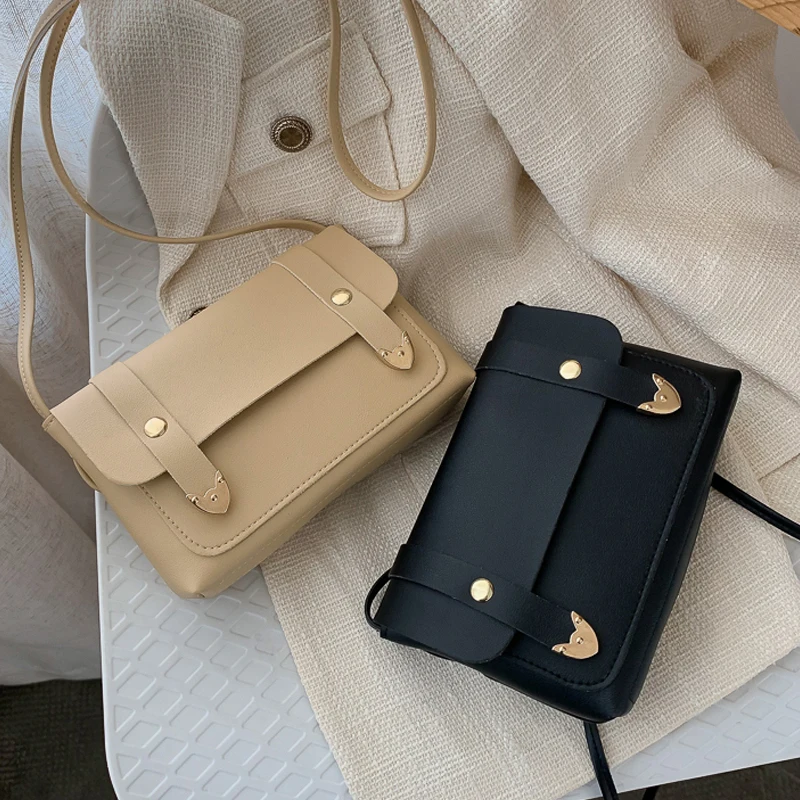 Ретро сумка-мессенджер, модная женская квадратная сумка из искусственной кожи, роскошные женские сумки, дизайнерская одноцветная сумка через плечо, женская сумка