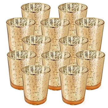 

12Pcs Mercury Glass Votive Candle Holder Mercury Glass Votive Tealight Candle Holders for Weddings, Parties Decor
