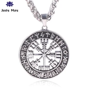 

Retro Norse Vikings Necklaces Pendants Odin's Runes Destiny Wolf Supernatural Moon Compass Pentagram For Men Women Jewelry Gift
