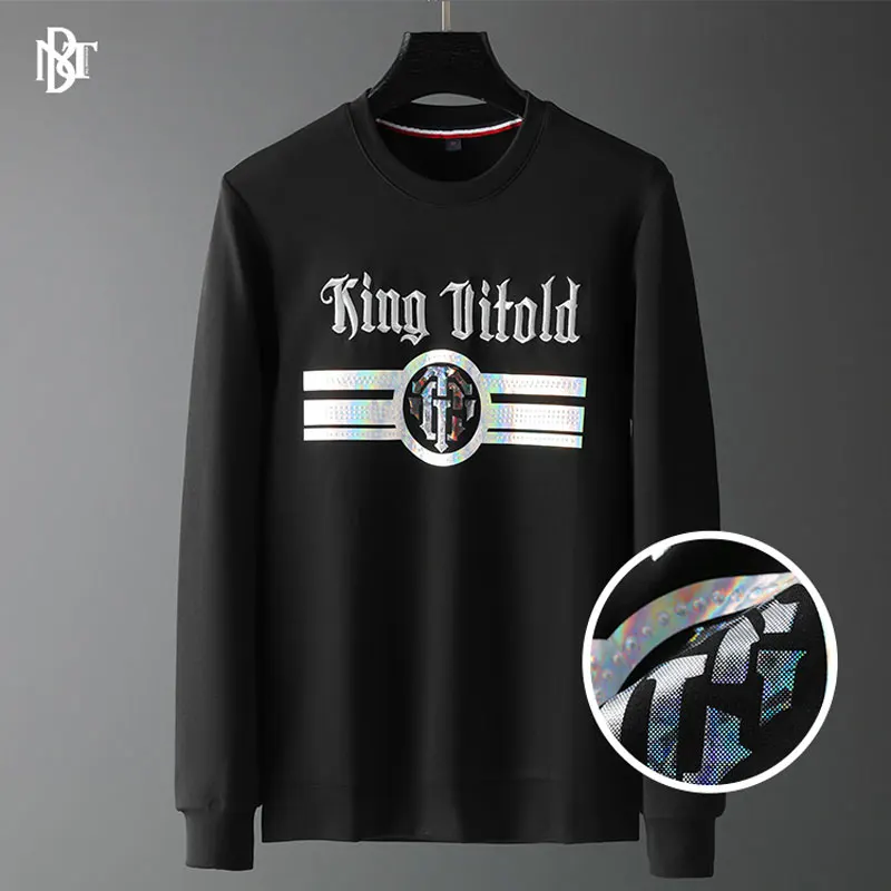 

Men's Knitted Sweatshirt Autumn New Palace Style Simple Pattern Round Neck 75% Cotton Street Fashion Casual Men's Clothing
