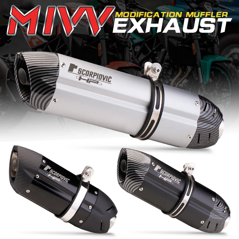 

Universal 51MM Motorcycle Exhaust Muffler Pipe Escape moto mivv for kawasaki er6n sv650 crf 230 Z800 R1 cb650f cb1000r cbr250r