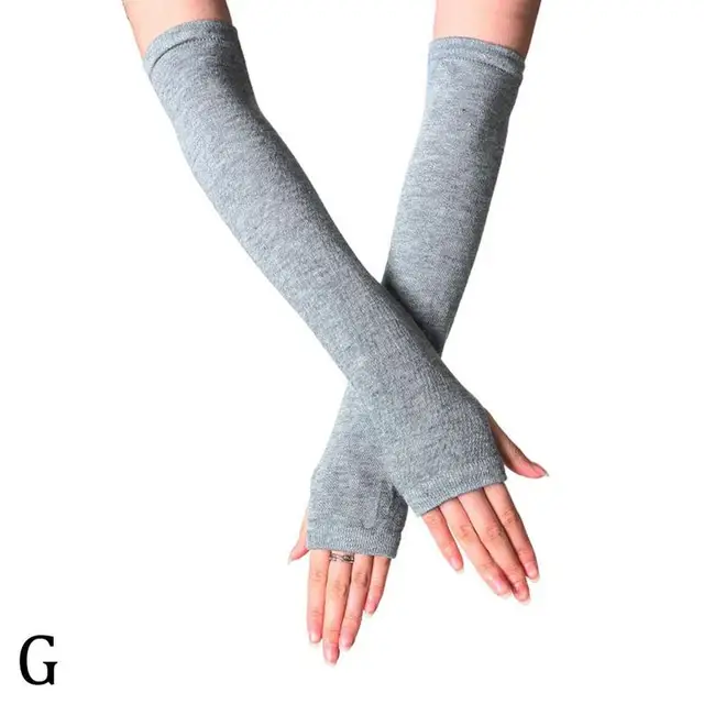 Unisex Long Fingerless Gloves Gloves Arm Cover Striped Cotton Wrist Sleeves Arm Warmer Sleeve Knitted Gloves Womens Fingerless G