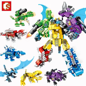 

SEMBO BLOCK Transformation Robot Toys 649 PCS Children Building Blocks Kit Toy Blocks Educational Bricks Boys Dinosaur Model