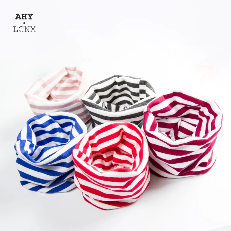 Bufanda de primavera para bebé, bufandas cálidas a rayas para niños, niñas, niños bebés, pañuelo de cuello redondo, accesorio para bufandas de algodón para niños