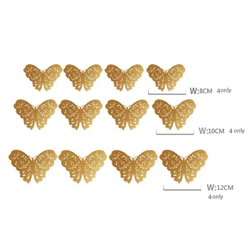 

New 36 Pcs 3D Hollow butterfly wall sticker Gold Paint paper sticking butterfly stickers home wall decoration Cut Out design