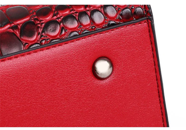 PU Leather Faux Crocodile Print Handbags Purse Fashion fashion crossbody bag for women 2019 Famous brand Brand Shoulder Bags Red (19)