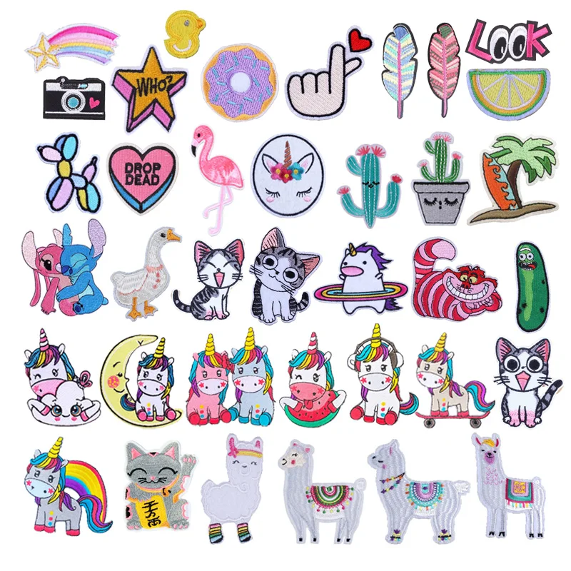 

Iron On Patches Cartoon Patch Sticker Quality Stripe Apparel Sew on Tshrit Jeans DIY Decoration Embroidery Patches For Clothing