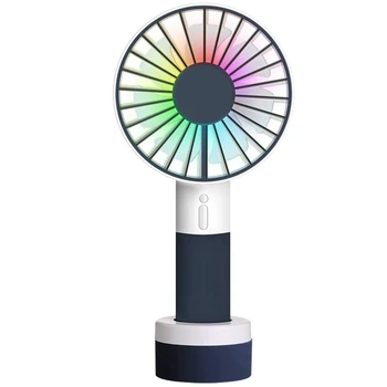 

Top Deals Mini Handheld Fan With Color Light,Sports Portable Personal Rechargeable Usb Fan Desk Table Fan With Standing Base,3 S